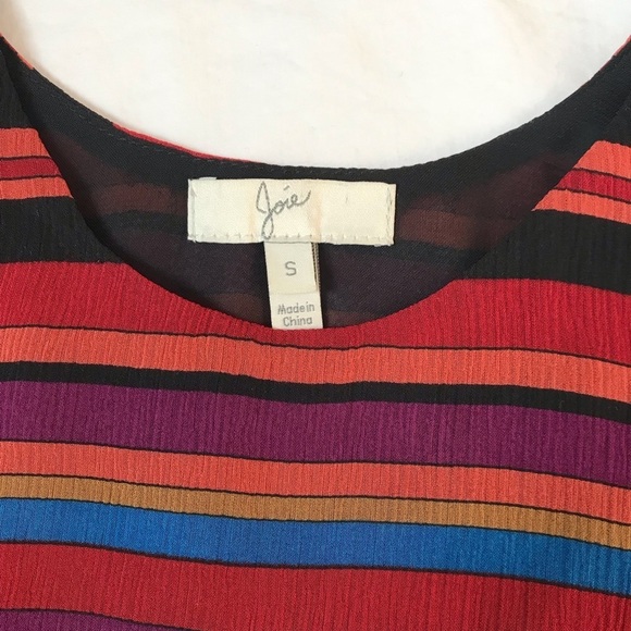 Joie Rainbow Striped Silk Sleeveless Blouse Small - Picture 2 of 5
